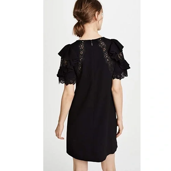 Rebecca Taylor Short Sleeve Crepe Lace Dress - Picture 3 of 8